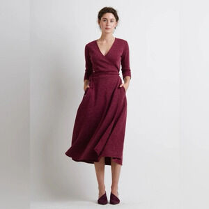 Christine Alcalay Wrap Sweater Dress in Wine Burgundy Size Small